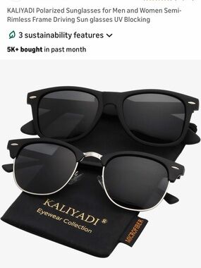 KALIYADI Black Polarized Sunglasses Pair